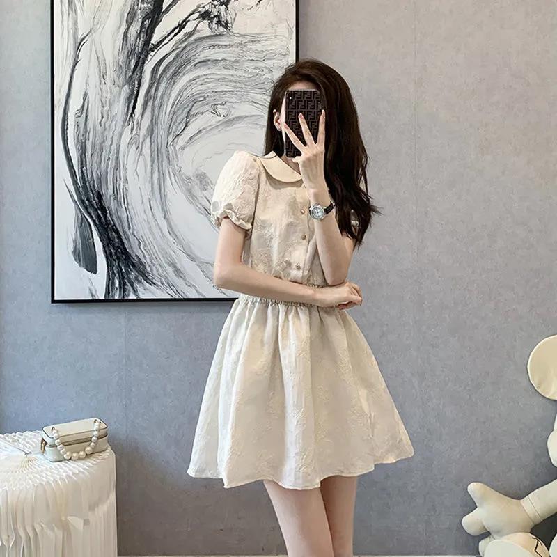 蔓草寇连衣裙法式小香风可爱仙女束腰裙子女2025夏季新款茶歇甜美少女感 #40图片色 M （90-100斤）