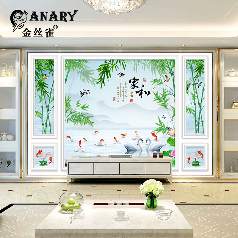 金丝雀(anary)五宫格电视墙壁画客厅墙壁布影视墙凹凸墙纸定制立体