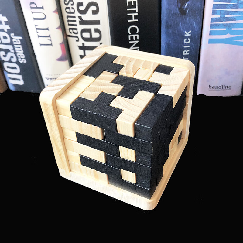朗程54t或魔斗 俄罗斯方块木质玩具科教立方 孔明锁鲁班锁儿童 黑白魔