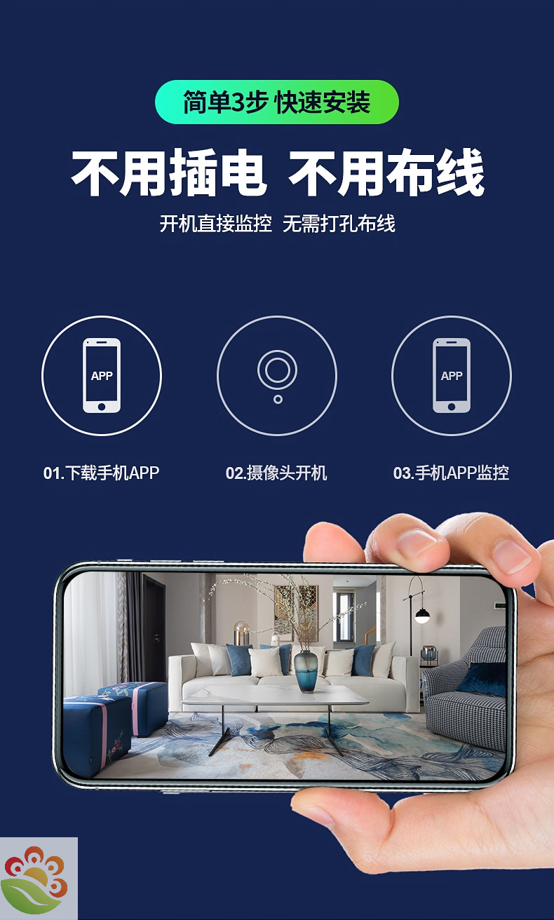 狮奥利兴针眼电子眼家用高清无线摄像头免插电手机远程器看家无网wifi 超清版【黑色】无需安装 256GB 1080p 3.6mm