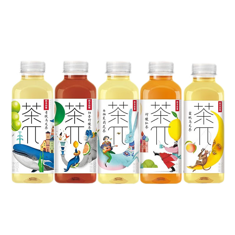 农夫山泉茶兀果味茶π花茶500ml 乌龙茶柠檬茉莉花茶水果味饮料 茶π