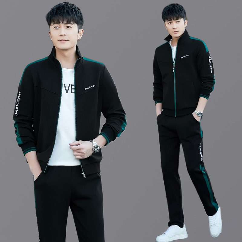 万格尼 男士休闲运动套装春秋季卫衣男服装新款一套搭配帅气潮流外套
