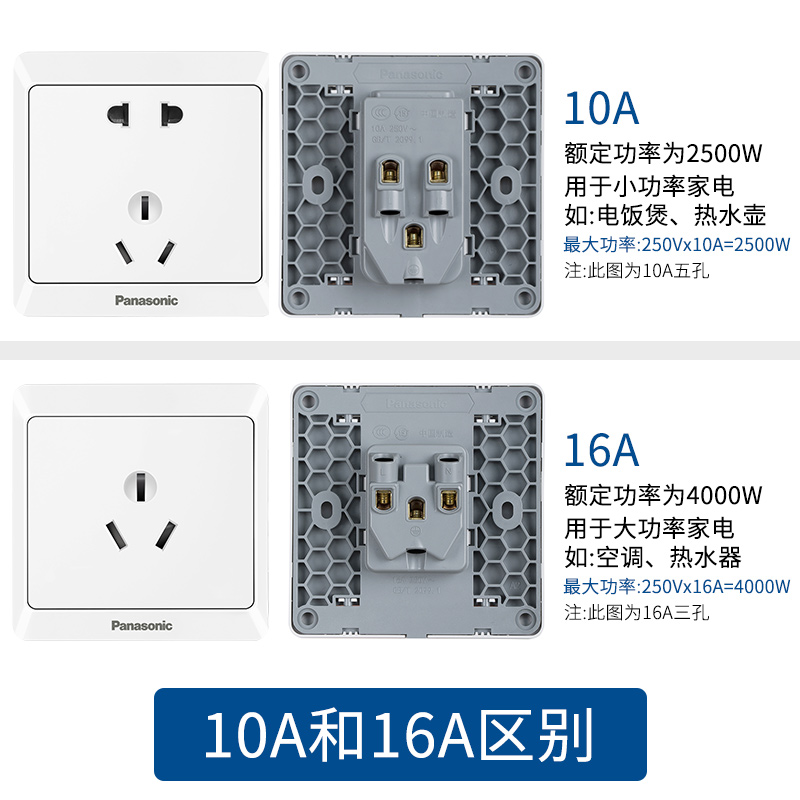 松下（ Panasonic）开关插座 斜五孔插座错位二三极10A插座 86型面板 雅悦白色 WMWA123-N