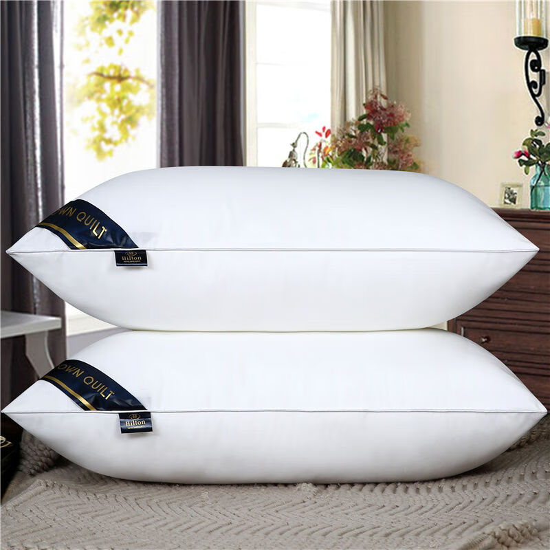 五星级酒店枕头单只一对装真空枕头可水洗枕芯 希尔顿单边典雅白【中枕】 枕头一只+枕套一只