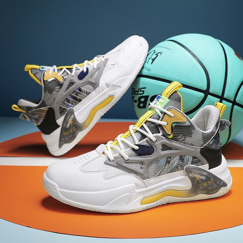 鞋2023新款潮流舒适软底实战球鞋防滑耐磨透气运动鞋专用鞋 k516白灰