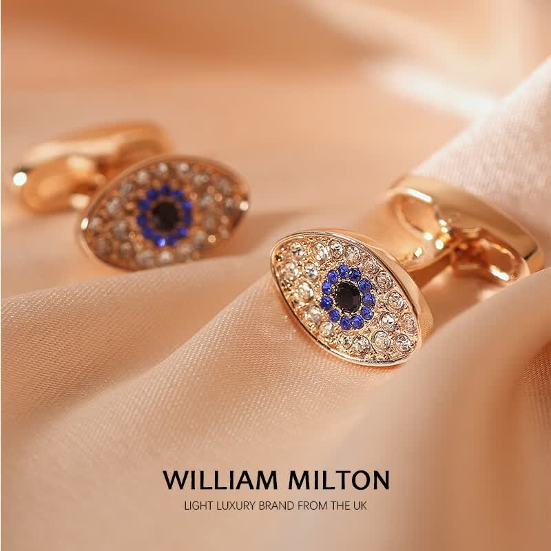 WILLIAM MILTON【恶魔之眼】轻奢水晶袖扣男士衬衫袖口钉高端礼物盒装 恶魔之眼
