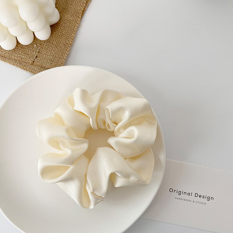 昂比熊bm发圈大肠圈简约缎面brandy韩国纯色布料自制ins猪肥肠头绳 米