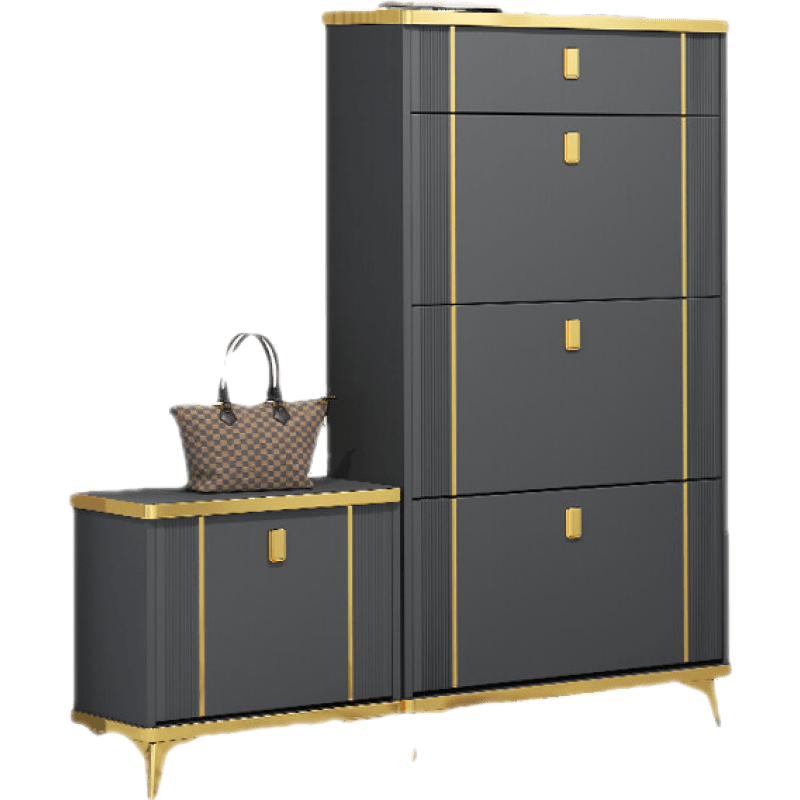 初岛 薄翻斗鞋柜家用门口小户型玄关柜收纳经济型实木腿鞋架 50长17宽120高(cm) 组装