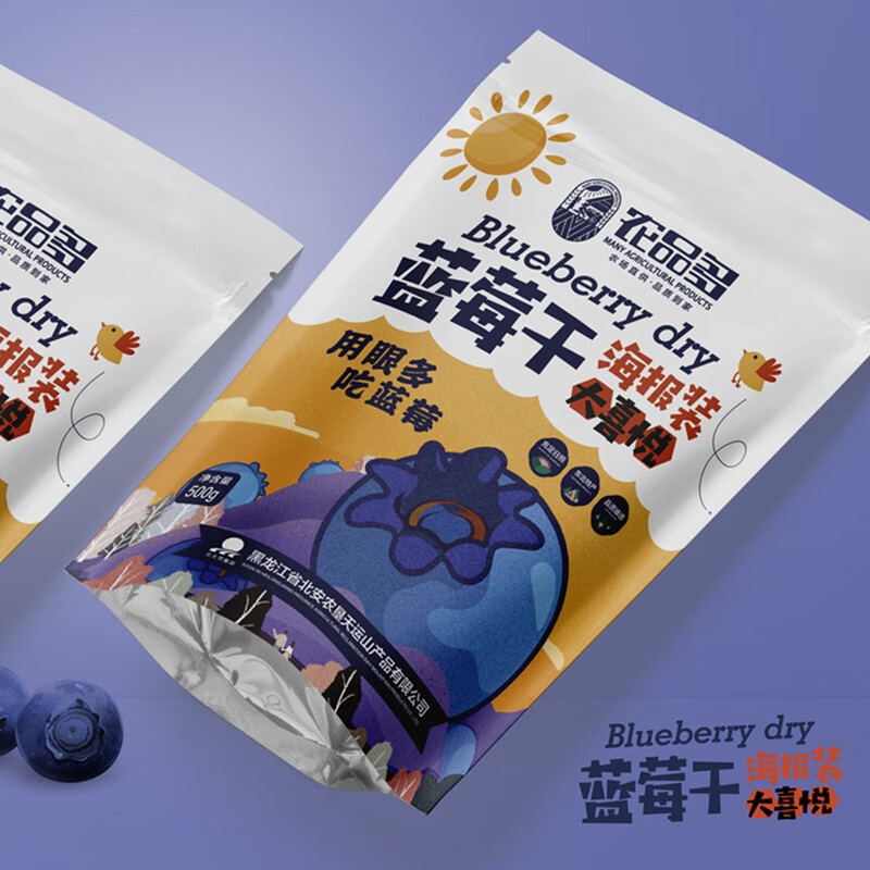 农品多蓝莓干500g装独立小包装果干 0添加剂果干肉脯休闲零食 解馋送礼 蓝莓干500g*1袋(约45袋小包)