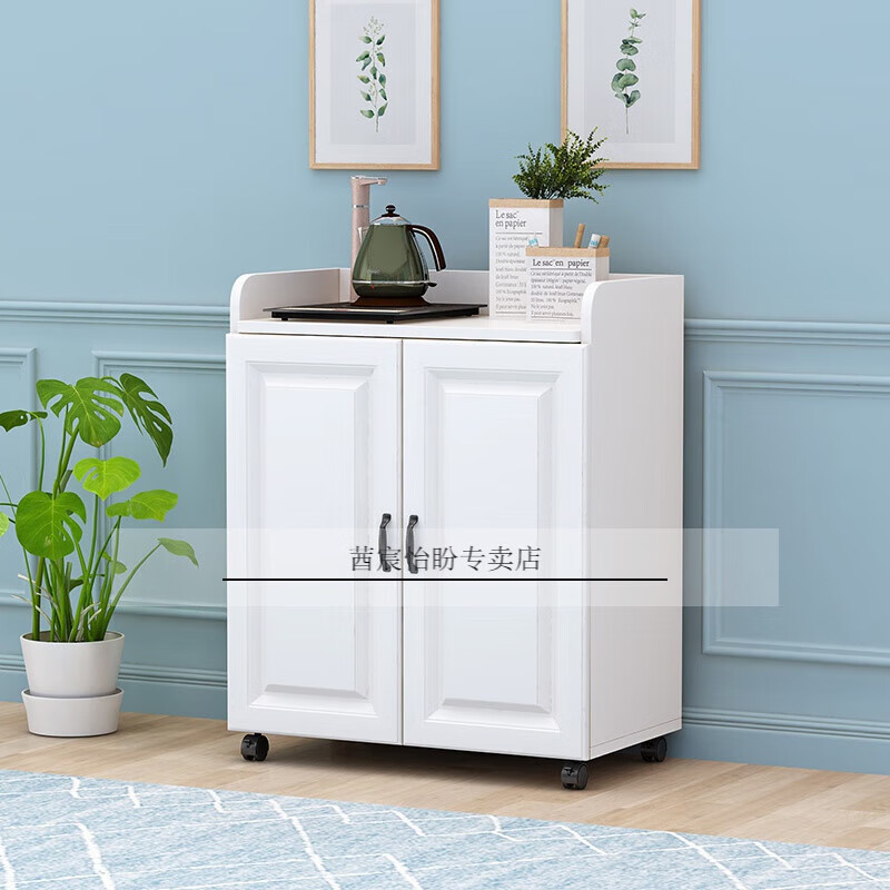 柜简约多功能厨房碗柜家用客厅靠墙餐边柜可移动储物 白柜体 单门欧式