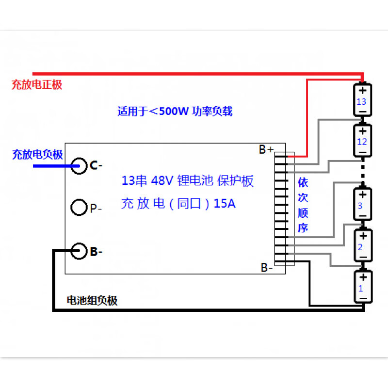 献瑜掌柜48v13串10串7串同口15a18650锂电池组保护板 13串48v同口15a