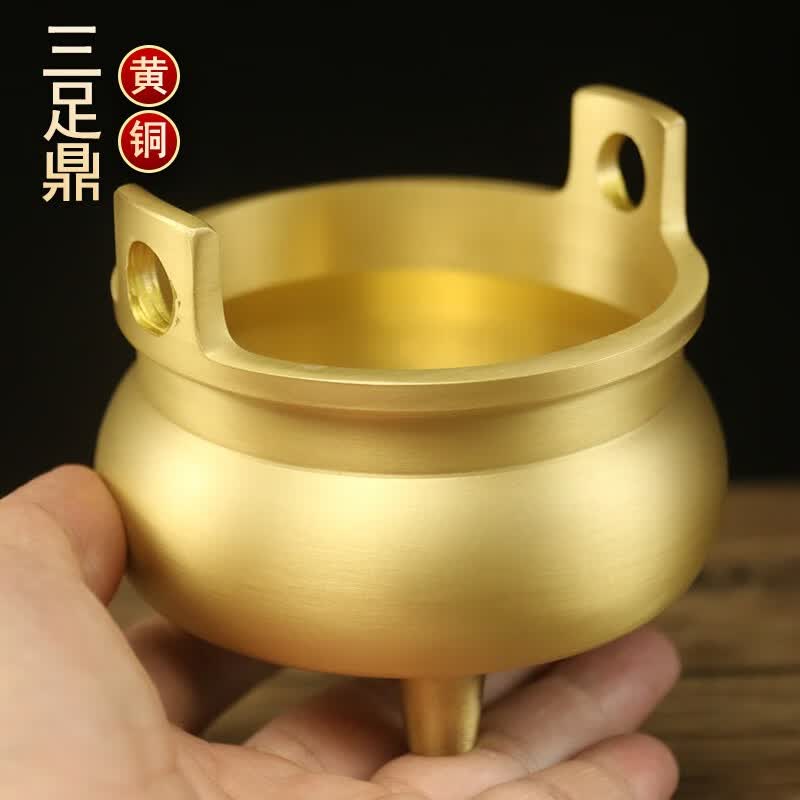 摆件招财旺财客厅办公室玄关中式摆设家居装饰品电视 黄铜【三足鼎】