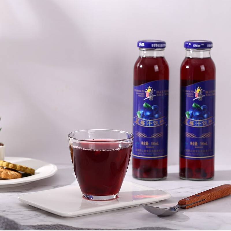吕梁野山坡 蓝莓汁 果汁饮料可配蓝莓原汁原浆蓝莓汁蓝莓果汁果蔬饮品 一箱(300ml*8瓶)