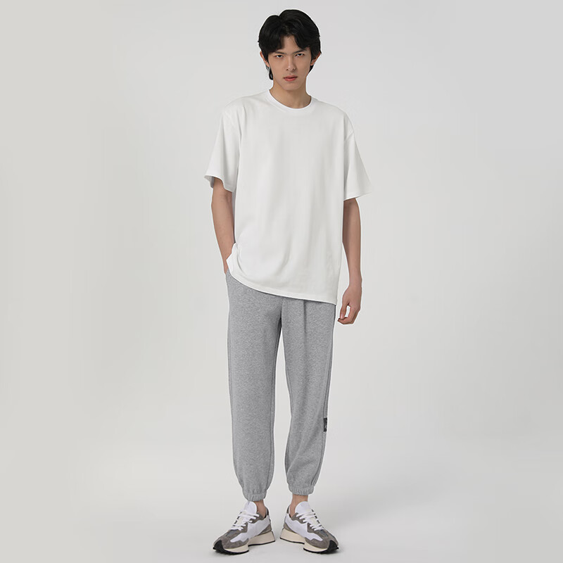 MARKLESS夏季新款男t恤水冷舒弹棉重磅质感短袖男士宽松凉感上衣TXB3680M 白色 XL