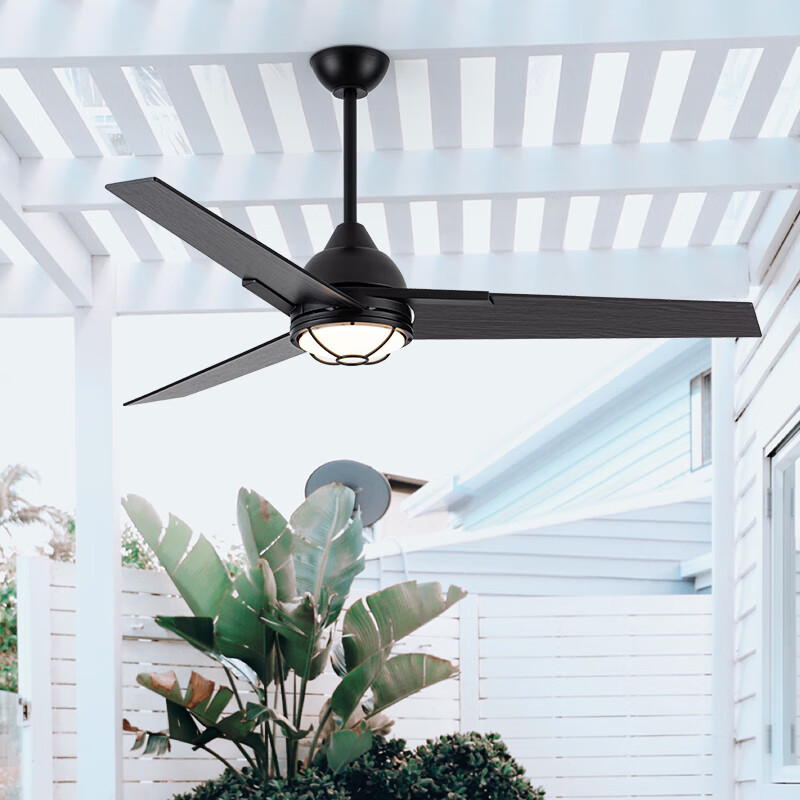 今盛户外防水吊扇灯凉亭庭院阳光房防晒电扇吊灯客厅变频复古风扇带灯