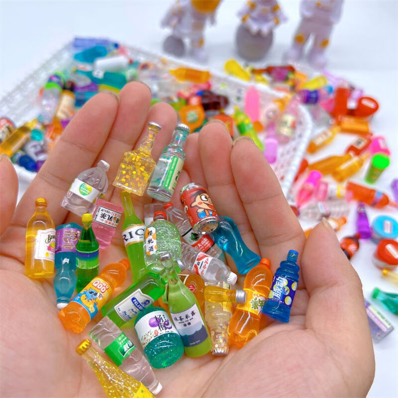 梦不落微缩食玩迷你玩具儿童过家家diy配件饮料瓶食物仿真模型微型