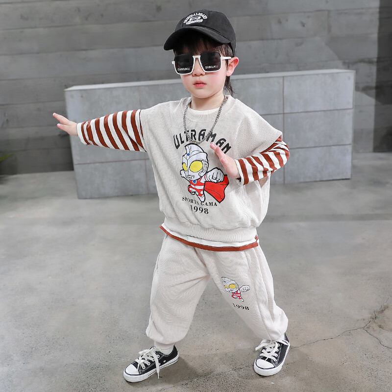 布恋猫奥特曼衣服男儿童春秋季套装2024新款2-10岁中小童帅气休闲三