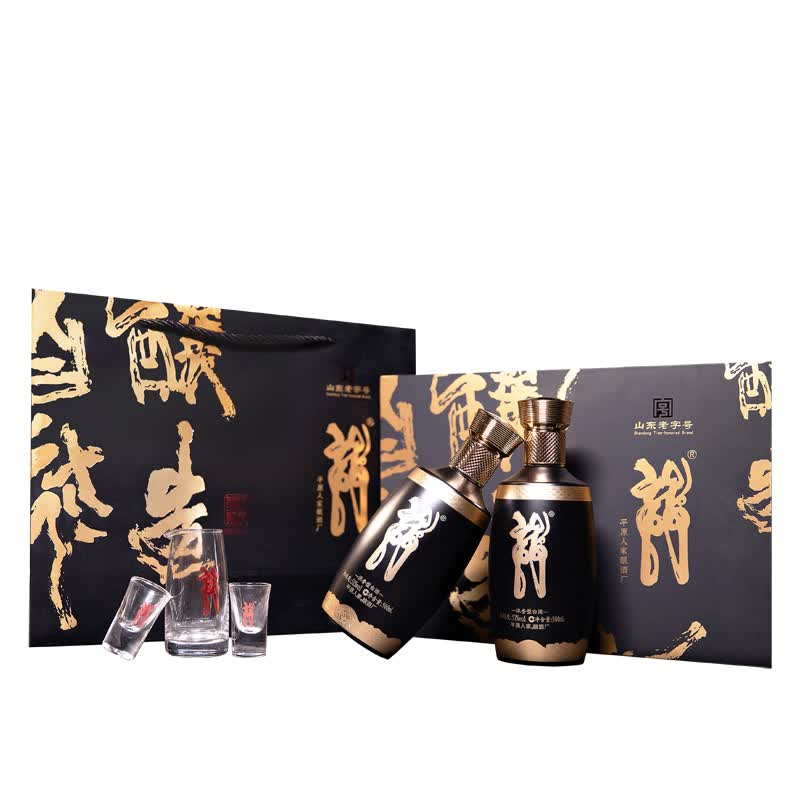 龙门平原人家酒 山东白酒 粮食酒 高度白酒 白酒礼盒 礼盒装(500mlx2)
