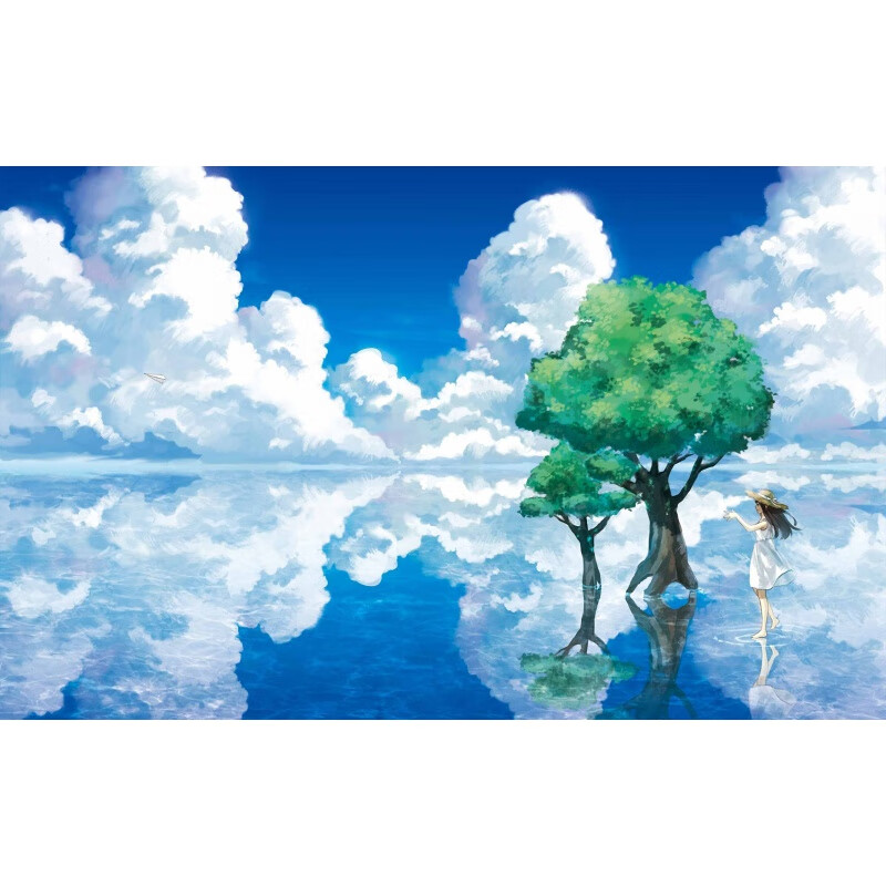 动漫海报风景二次元墙贴学生宿舍卧室墙纸超大唯美壁画贴纸定制 藕色