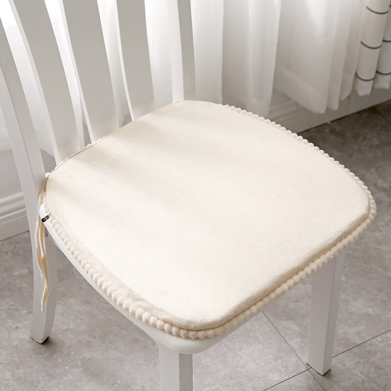 罗兰家纺 欧式餐椅垫坐垫 椅子凳子垫子坐垫带绑带防滑椅垫 餐桌椅加厚 叶倾城米色 48*47cm