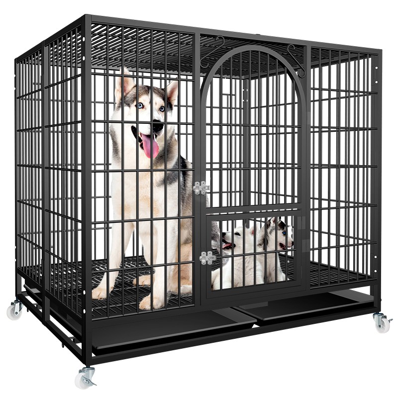喵先生狗笼加粗加密方管狗笼子大型犬中型犬小型犬金毛拉布拉多泰迪柯基宠物狗狗笼子带厕所托盘黑色折叠款110 68 5 95cm 建议80斤内 虎窝购