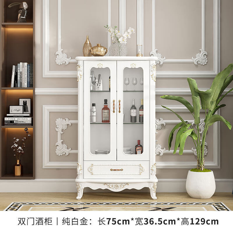 欧式小酒柜现代简约实木酒柜玄关收纳厨房柜储物柜电视边柜酒水柜