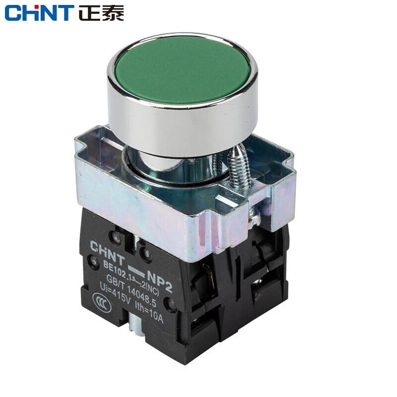 正泰(chnt)np2-ba35 自复位按钮 平头按钮开关 绿色(一常开一常闭)