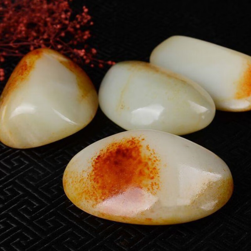 涧萦丝珠宝韩料和田玉籽料原石形无孔裸石男款手把玩件玉质细腻带皮