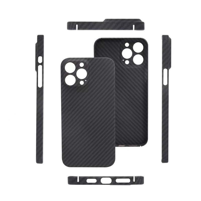 Pinkson 苹果13ProMax手机壳iPhone13凯夫拉碳纤维芳纶保护套商务超薄磨砂13PM防摔简约 【黑色-覆盖镜头款】 【苹果13ProMax】