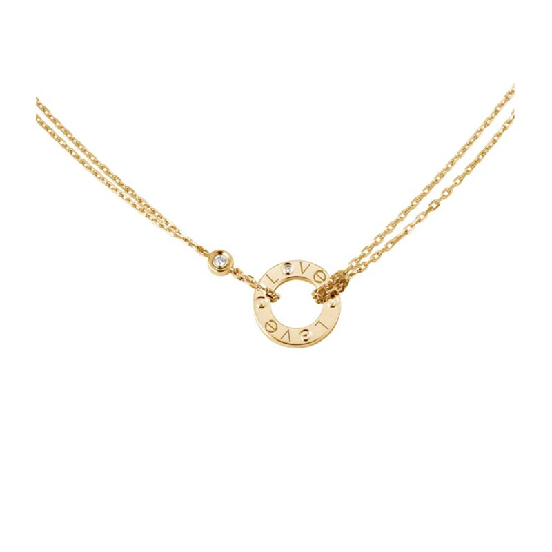 cartier /卡地亚项链 love项链镶嵌2颗钻石黄金圆饼项链b7219500