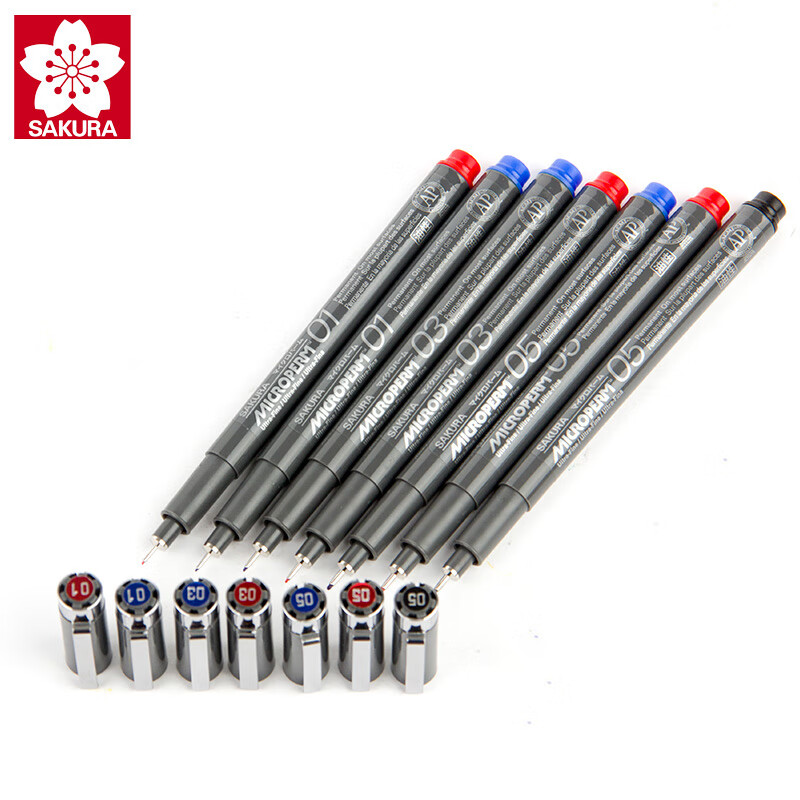 樱花日本樱花（SAKURA）油性针管笔玉雕勾线雕刻画笔玉石画线笔防水绘图美术 手绘漫画勾边 油性针管笔03(红色)EOK03#19