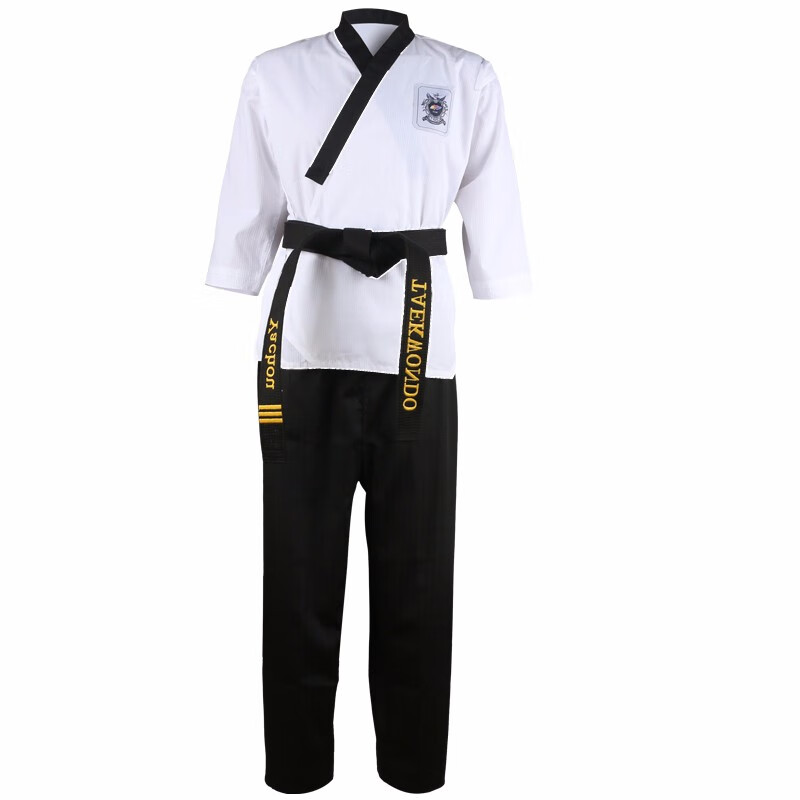 競派品勢服跆拳道道服成人兒童男女跆拳道表演服品勢服訓(xùn)練服教練服 品勢服（上衣白色+褲子黑色） XXL