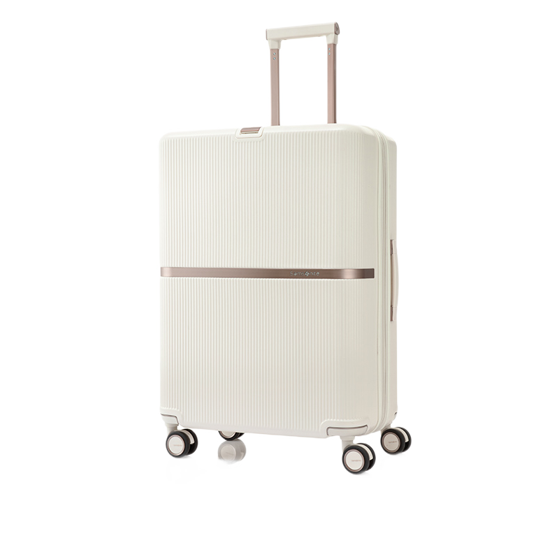 新秀麗（Samsonite）拉桿箱流金箱大容量行李箱 鋁質(zhì)LOGO條時尚簡約條紋登機(jī)旅行箱HH5 象牙白 28英寸