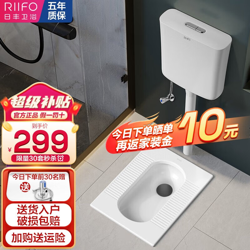 日丰卫浴（RIIFO）蹲便器套装防臭蹲厕蹲坑防滑陶瓷大便池水箱冲便器 A款节能水箱套装-带存水弯245深怎么样,好用不?