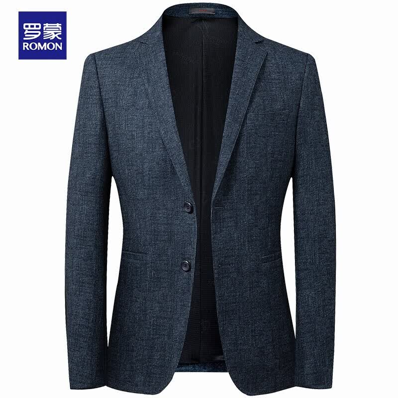 罗蒙 西服男修身春秋款商务青年弹力小西服休闲男士单西外套夹克正装职业装上衣西装结婚礼服 蓝 170/M高性价比高么？