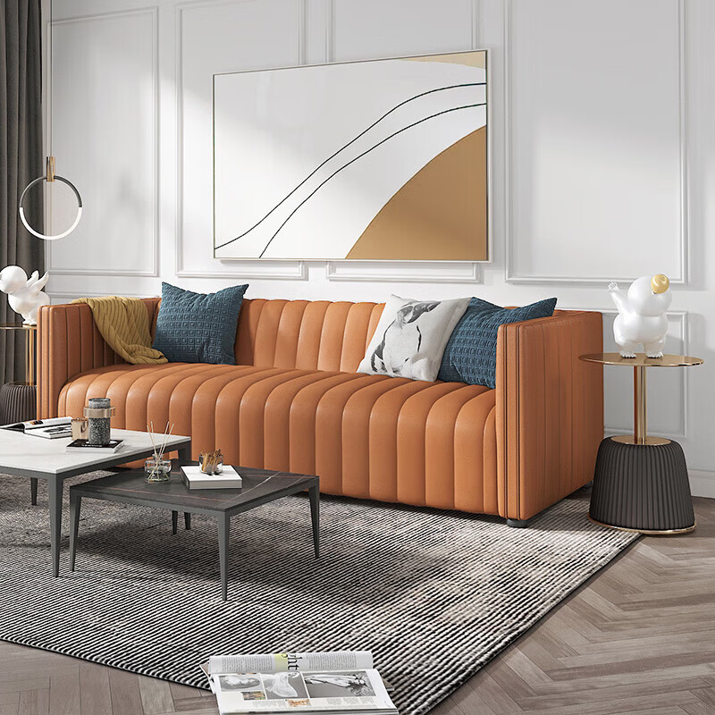 瑟意式轻奢小户型客厅沙发现代简约创意皮质沙发休闲设计师软装沙发