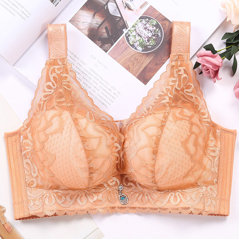 码全罩杯胸罩胖mm加肥加大码胖妹妹内衣女200斤全罩杯调整型 卡其 90d