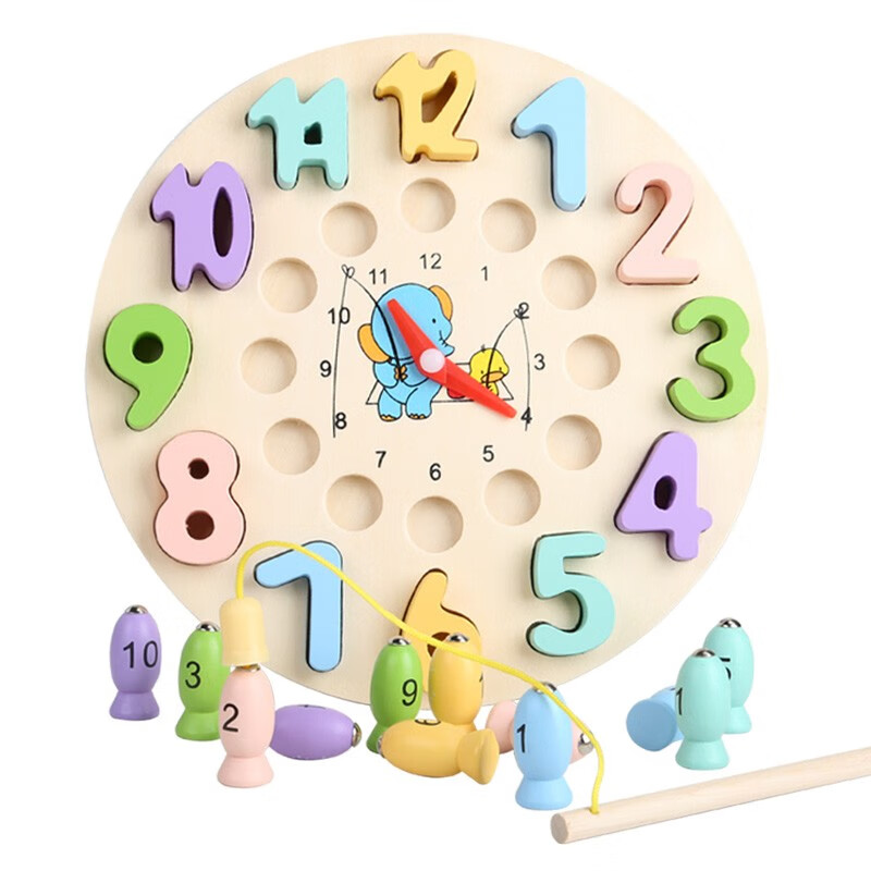 木妈妈（CMumm）数字时钟形状配对木制玩具钓鱼早教儿童宝宝男女孩玩具2-3-4-5岁