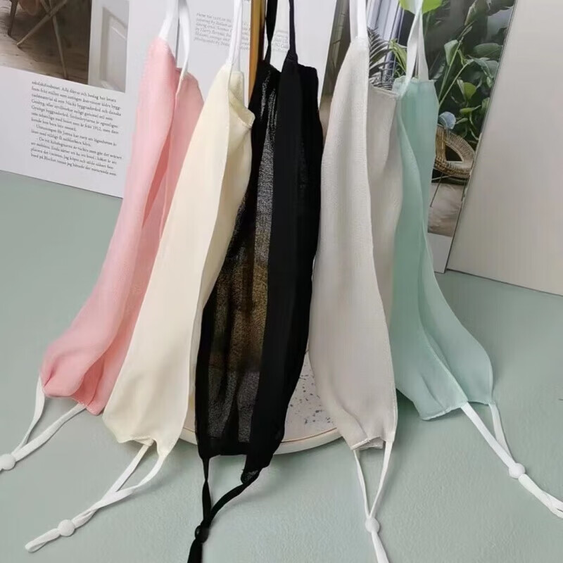 真丝防晒口罩女防紫外线桑蚕丝口罩真丝面纱防晒面罩夏季百搭薄款透气女士可清洗遮脸 浅灰