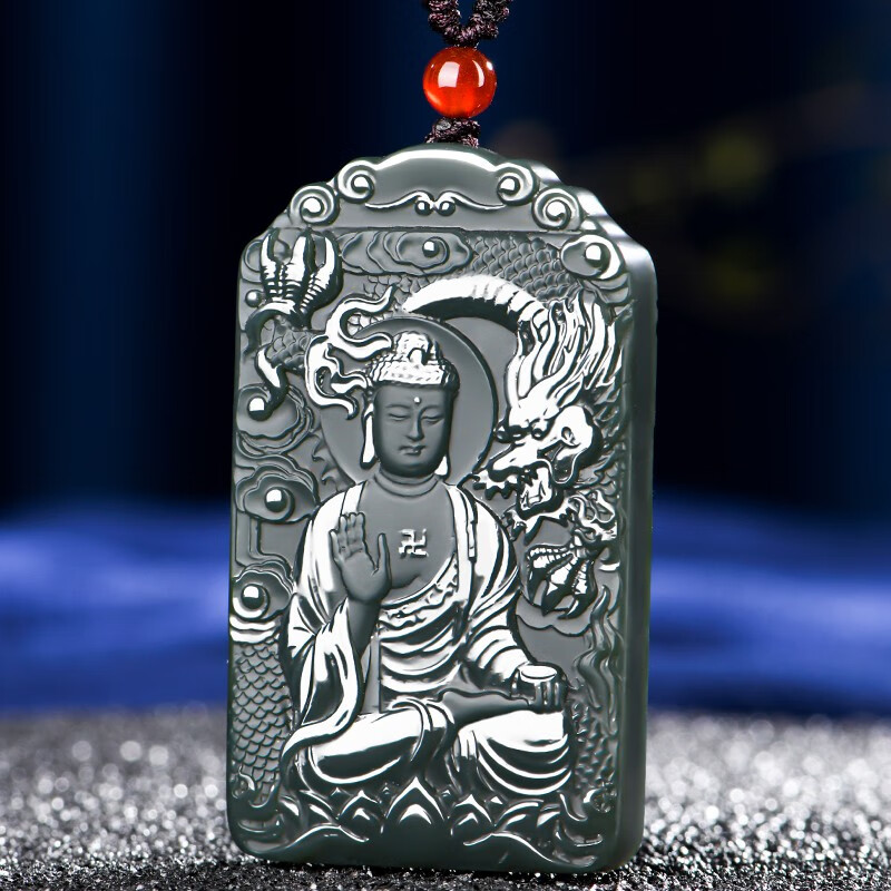 仙玉瑶  新疆和田玉阿弥陀佛玉吊坠 女士款狗猪本命佛玉坠玉牌