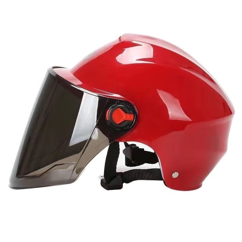 电动车头盔夏季四季通用男女轻便式透气安全帽电瓶车摩托半盔 豪迈红