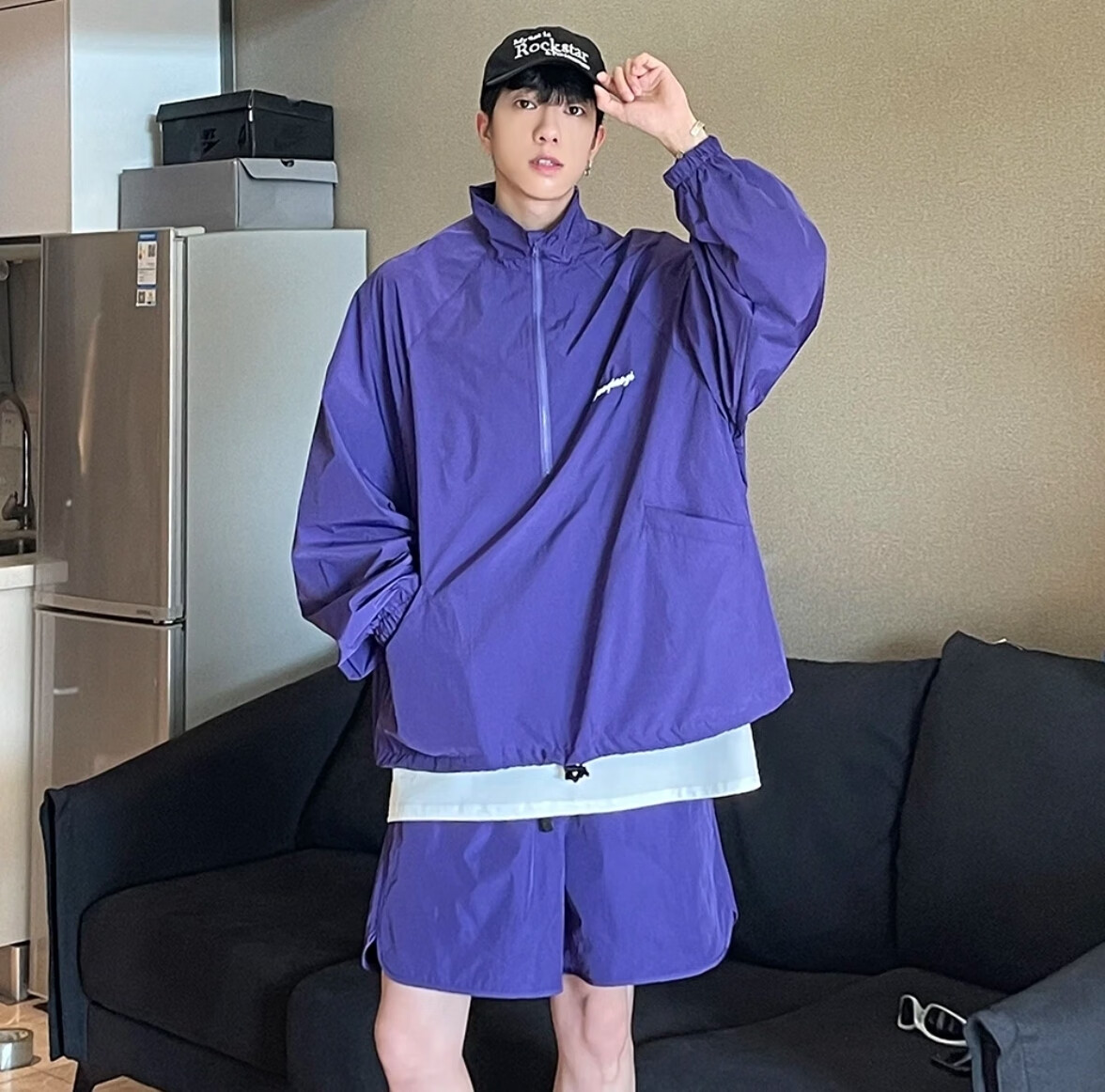 梦月奚不是个帅哥夏季盐系男友穿搭防晒短裤套装薄款外套防晒衣运动