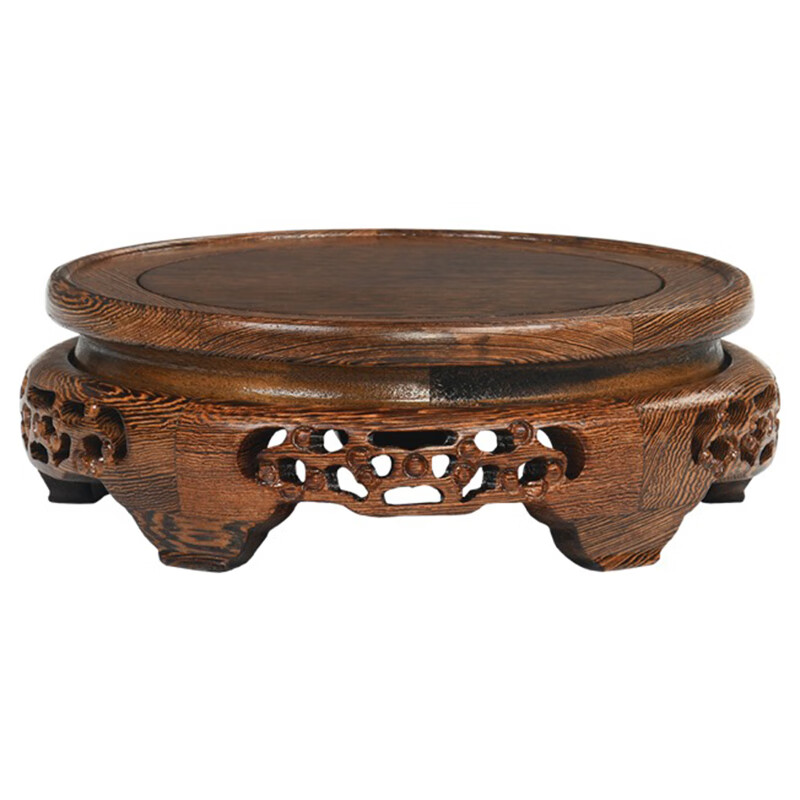 创森小米实木底座圆形花瓶鱼缸花盆底座奇石盆景茶壶佛像摆件托架 木