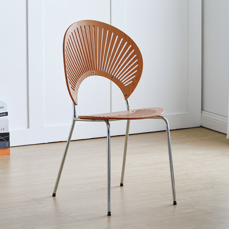 北欧餐椅靠背椅子实木贝壳椅网红复古太阳椅现代简约扇贝椅餐桌椅
