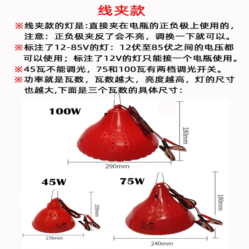 獅奧森12V24V48V電瓶電動(dòng)三輪車(chē)專(zhuān)用夜市擺攤led地攤水果熟食鹵菜生鮮燈 12-85V水果燈【3米線(xiàn)夾款】 紅 75