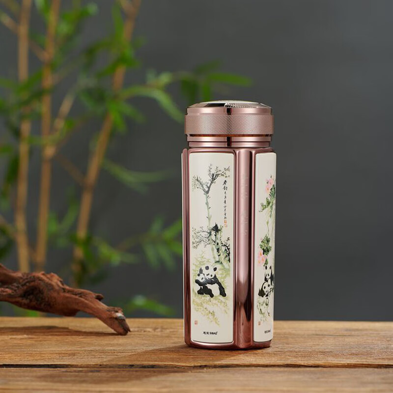 思宝保温杯新款熊猫思宝商务车载泡茶杯高档男女办公送礼不锈钢杯子