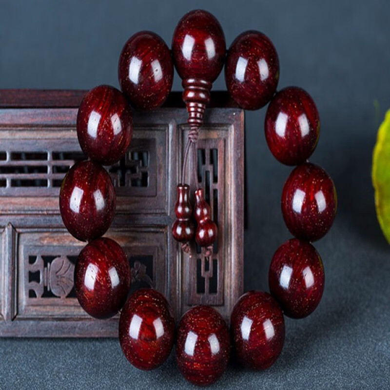 0鬼脸鬼眼佛珠印度小叶紫檀手串108手链饰品 15mm*15颗【小叶紫檀葫芦
