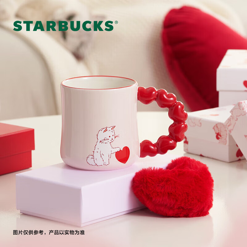 星巴克（Starbucks）星动系列爱心把手款马克杯355ml陶瓷杯子学生咖啡水杯女士礼物