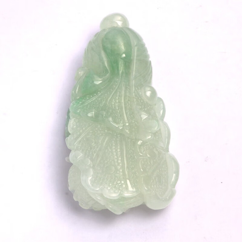 珑翠福缅甸a货翡翠冰糯种白菜吊坠浅绿淡紫男女款百财玉石玉坠带证