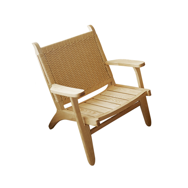 藤妃北欧实木藤椅三件套家用阳台户外茶桌椅组合藤编休闲靠背椅躺椅 单张椅(A款)